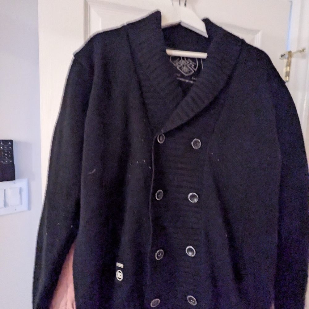 Elegant Double-Breasted Black Cardigan